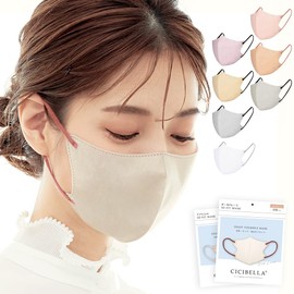 cicibella Mask, Non-woven Fabric, 3D 3D Mask, Blood Color 3D, Beak, Disposable, Small Face, Cheek Mask, Ear Painless, Pack of 20, 10 Sheets x 2 Bags, Checked olcu