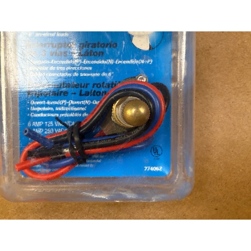 Ideal 774062 3-Way Brass Rotary Switch, 2 Circuit, 5/8" Shank,