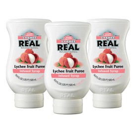 Lychee Reàl Infused Exotics, Lychee Fruit Puree Infused Syrup, 16.9 FL OZ Squeezable Bottle (Pack of 3)