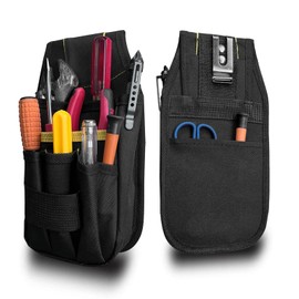Small Tool Pouch with Belt Clip, Multi-Pocket Holster Organizer,Tool Pouch Holder, Lightweight Durable Fabric for Electrician Construction Maintenance