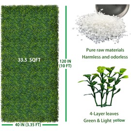 ODTORY Artificial Boxwood Roll Panels:40 X 120 in(33.5 sqft) UV-Anti Artificial Ivy Privacy Fence Wall Screen for Indoor Outdoor Green Grass Wall Decor & Ivy Fence Covering Privacy