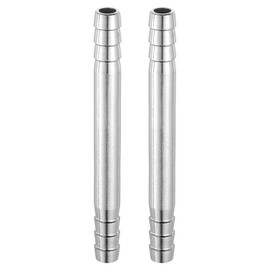 sourcing map 2Pcs 10x100mm Hose Barb Equal Pipe Fitting, 304 Stainless Steel Pipe Adapter Connection Fitting for Vacuum Systems, Industrial Connections, Pneumatic Equipment, Silver