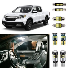 AUTOGINE White LED Interior Lights Kit for Honda Ridgeline 2017 2018 2019 2020 2021 Super Bright 6000K Interior LED Light Bulb Package + Install Tool