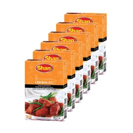 Shan Chicken 65 Recipe and Seasoning Mix 2.1 oz (60g) - Spice Powder for Sweet and Sour Spicy Fried Chicken - Suitable for Vegetarians - Airtight Bag in a Box (Pack of 6)