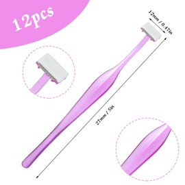12PCS Eyebrow Trimmer Razors, Facial T Shape Shaver Tool for Eye Brow, Face Razors for Women, Eyebrow Trimming Kit for Girls, Safe and Easy Peach Fuzz Remover for Smooth and Radiant Skin (Purple)