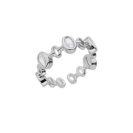 Yudisho Oval Cubic Zirconia Rings, Open Adjustable Rings,Silvery Rings for Women