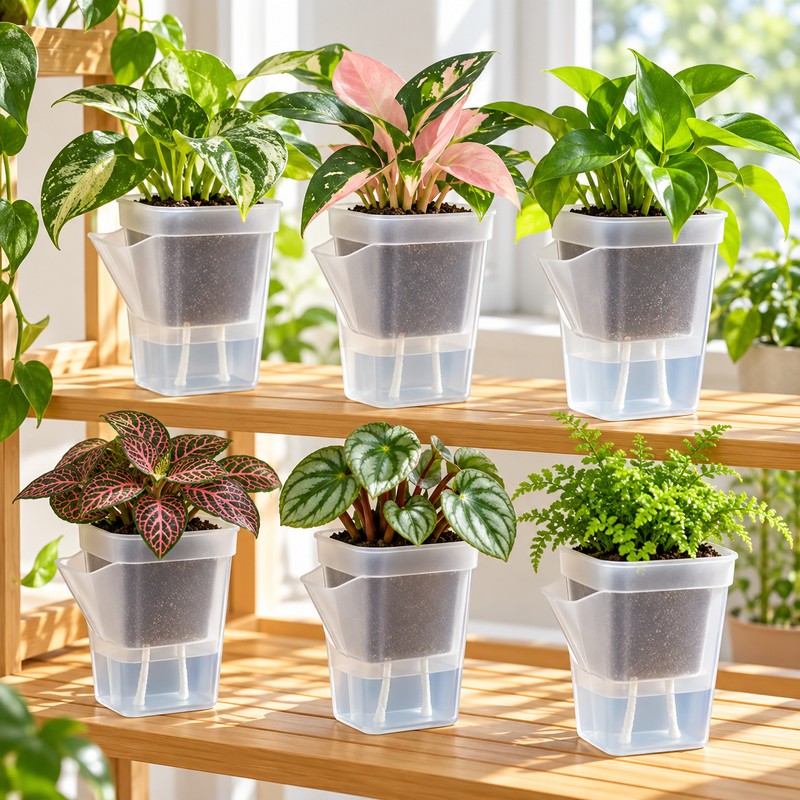 15-Pack Self-Watering Plant Pots for Seedlings and Cuttings – Translucent