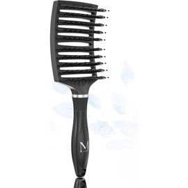Moonie's Hair Brush - Curved Detangling Brush without Pulling - For Thick, Fine & Curly Hair - For Women, Men & Children - Gentle, Lightweight & Ventilated - For Wet & Dry Hair - Black