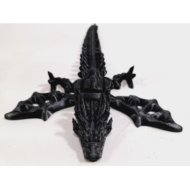 FlexiMech Zombie War Dragon 3D Printed Onyx Black Reptile Articulated Toy