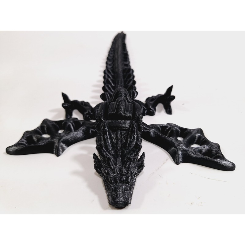 FlexiMech Zombie War Dragon 3D Printed Onyx Black Reptile Articulated