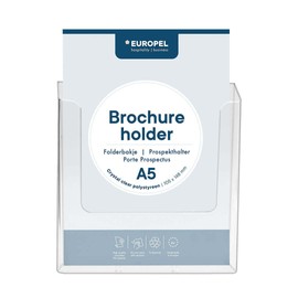 Europel A5 Clear Acrylic Leaflet Holder Wall Mounted Dispenser Display Stand Menu Leaflet Restaurant Hotel Office Shop