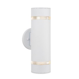 Cerdeco Stainless Steel Modern Porch Light Outdoor Wall Lighting Cylinder Wall Sconce Suitable for Garden & Patio,White Finished [ UL-Listed ]