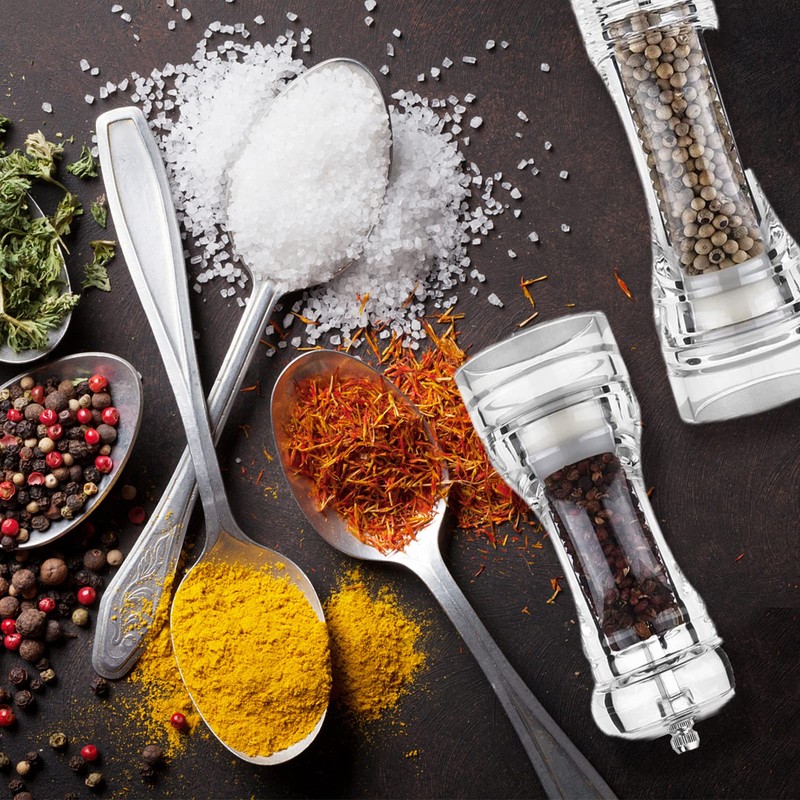 Transparent Spice Mill, Acrylic Pepper Mill, Salt Mill, Manual with