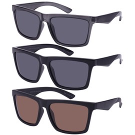 Edge I-Wear Square Horned Rim Sunglasses w/Solid Lens 540953-SD-1(CLGY)