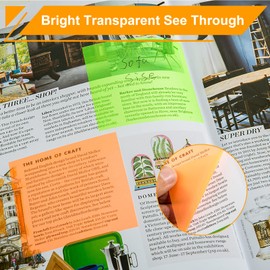 400 Sheets Transparent Sticky Notes, 3"x3" Clear Translucent See Through Sticky Note for Planner Office School Teacher Supplies Aesthetic Bible Study Annotation Markers Tab Bright Color