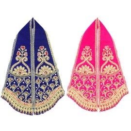 Set di 2 Ganesha Dupatta Velvet Puja Cloth Chunari Pooja Chunar Puja Articles for Indian Traditional Ganesh Chaturthi Festival for Idol Statue Frame Temple (Dimensioni: -9 pollici x 3 pollici) (pink)