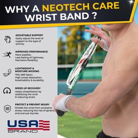NeoTech Care Wrist Band - Elastic & Breathable Fabric - Adjustable Compression Strap - Men, Women, Right or Left - Support Wrap for Protection or Sports (Gray Color, Size S, 1 Unit)