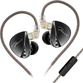 CCA Polaris in Ear Monitor HiFi Stereo IEM Earphones Dynamic Dual Driver Wired Earbuds with 4 Tuning Switches in Ear Headphones with Detachable Cable for Singers Musician Stage DJ (Gun,with Mic)