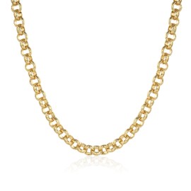 THE BLING KING Men's 8mm Gold Plated Belcher Chain Necklace | 24-Inch Diamond Cut Luxury Necklace Weight: 68g Gold Plated Neckalces for Men