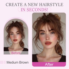 Clip in Bangs,TESS Bangs Hair Clip Human Hair,Clip on Bangs,Invisible 3D Air Bang for Women,10g Lightweight Wispy Bang Hair Topper for Women Human Hair,8 inch Meduim Brown