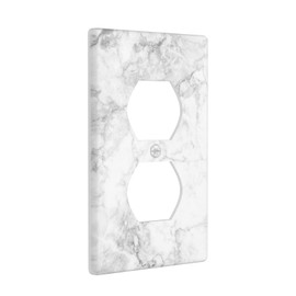 White Gray Marble Print Outlet Covers Light Switch Cover Decorative Plastic Grey Outlet Cover Plate 1Gang Wall Plate Electrical Wallplate Faceplate for Bathroom Bedroom Kitchen Accessories