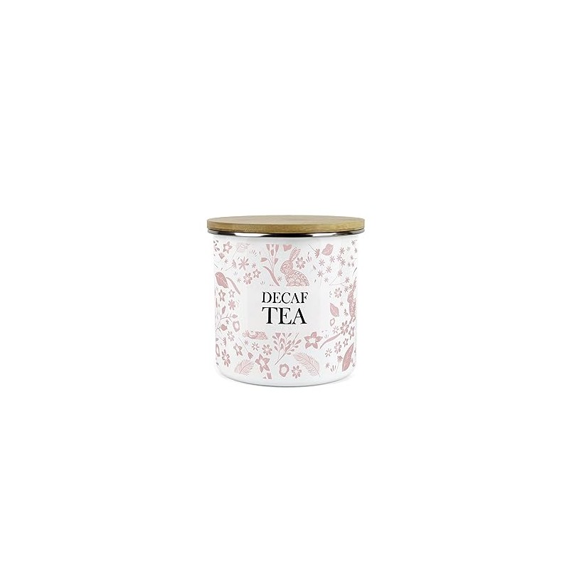 Purely Home Wild Rabbits Decaf Tea Canister - Pink Metal