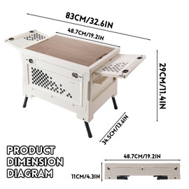 Floatlive Folding Camping Storage Box with Wooden Table Board, Multi-functional Collapsible Camp Kitchen Box, 56L Storage Bin for Trunk Organizer for Outdoor Picnic, Car RV Storage and Organization