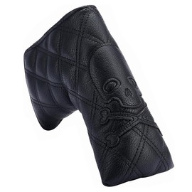 Premium Black Blade Golf Putter Club Headcover Skull and Crossbones Magneitc Closure Golf Head Cover