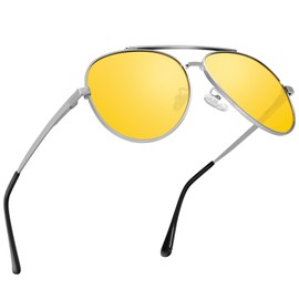 ANYLUV Sunglasses Men's Polarised Updated Sunglasses Women with UV400 Protection Metal Frame CAT3, An13 Silver/Yellow