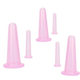 6 Pcs Pink Facial Cupping Therapy Set Anti Cellulite Silicone Vacuum Cupping Cups for Face and Eye Cupping Massage (3 Small + 3 Large)，Massage Tools