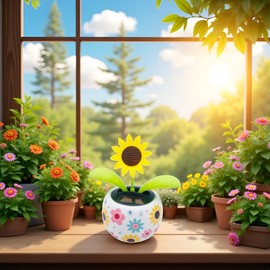 Solar Dancing Sunflower Decoration, Sunflower Solar Dancing Flower Solar Dancing Solar Decoration, Solar Powered Swinging Animated Dancer Office Desk Car Decoration, Funny Ornaments