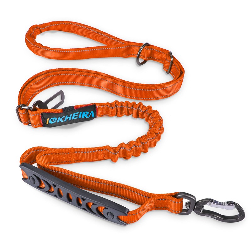 IOKHEIRA Orange Leash for Large Dogs, Multifunctional Adjustable Heavy Duty
