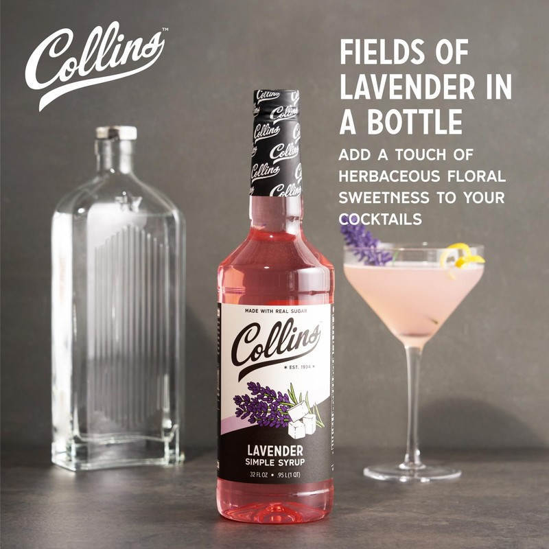 Collins Lavender Simple Syrup 32 Fl Oz Cocktail Mixer for