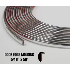 L Shaped Automotive Door Edge Guard 5/16" X 50' - Chrome Mirror -NE001-50