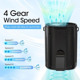 Portable Rechargeable Waist Fan - 4-Speed Strong Airflow up to 6600RPM - Hands-Free Neck & Belt Fan with 25H Battery Life - Perfect for Camping, Outdoor, Jobsite