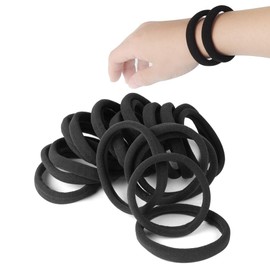 20 PCS Large Seamless Black Hair Ties Band for Thick and Curly Hair bulk Black