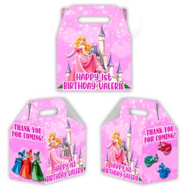 Princesses Candy Gable Box for Birthday Party Favors 12 Pack - 4.4x4.5in (Sleeping Beauty)