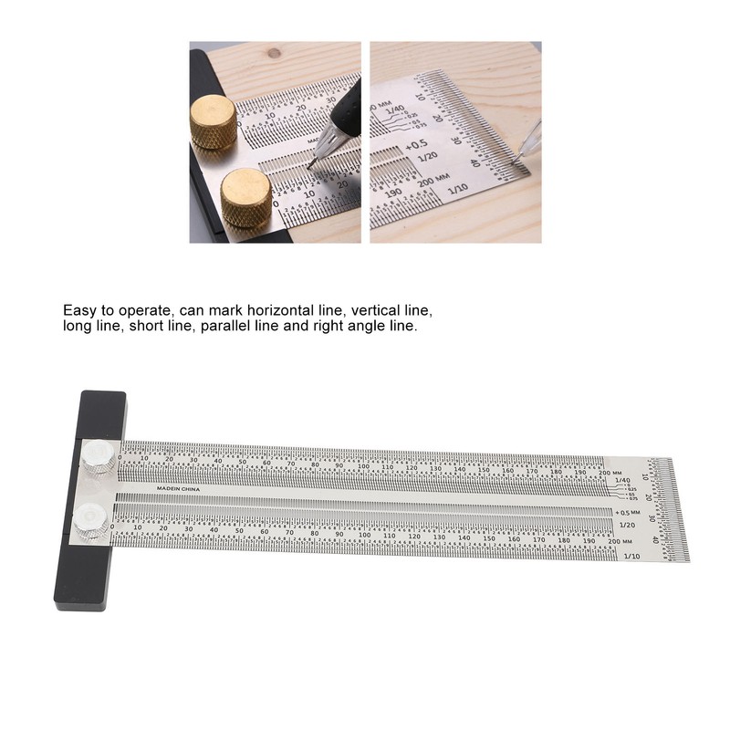 Ultra Accurate Marking T Ruler Stainless Steel Woodworking Scribing T