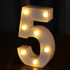 IFDGCTK Light Up Numbers, Led Letters Lights 10 Number, Decorative Lighted Letters, Battery Powered Led Light Up Number for Party, Bar, Night Light, Home Decor(Number 5)