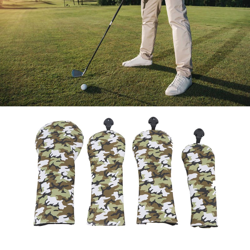 4Pcs Golf Club Head Cover PU Thick Plush Wear Resistant