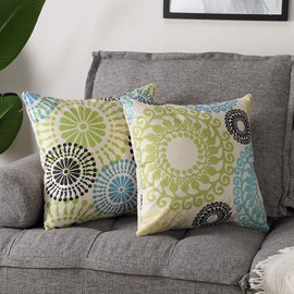 OTOSTAR Cushion Covers 60x60cm Scandinavian Set of 2 Stylish Cute Pattern Flax Linen Cushion Cover for Sofa Back Decorative Pillow Cover Zabuton Cover