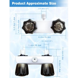 4" RV Shower Faucet, Dual-Handle Camper Faucet Mixing Valve Diverter with Acrylic Knobs, Shower Head Valve Replacement Parts for Outdoor and Inside Bathroom Accessories (White)