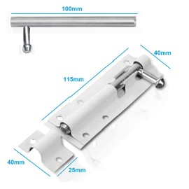 TERF® Heavy Duty Tower Door Bolt Barrel Slide Lock Bolt White 100mm [4''] Door Latch with Screws Ideal for Internal External Strong Doors Locks for Garage Shed Garden Gate and Multi Use - Pack of 2