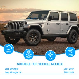 CJPPPZIW® Windshield Wipers-15"+15"+13" Replacement for 2007-2017 Jeep Wrangler/2008-2018 Wrangler JK,Streak-free,OEM Quality Premium All-Season Front and Rear Blue Wiper Blades (Set of 3)