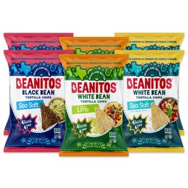 Beanitos Bean Chips - Variety Pack - (6 Pack) 5 oz Bag - White Bean Tortilla Chips and Black Bean Tortilla Chips - Vegan Snack with Good Source of Plant Protein and Fiber