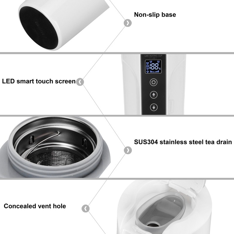 450ml Vacuum Cup Digital Insulated Water Bottle Car Heating Cup