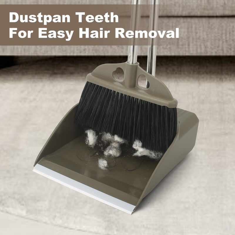 Upgrade Broom with Dustpan Combo Set,48'' Long Handle Stiff Broom
