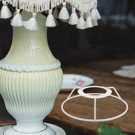 VOSAREA 2 Sets of Lampshade Ring Frame E27 Lampshade Holder Wire Ring Frame DIY Lampshade Ring Set for Table Floor Lamp Pendant Lamp White