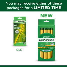 TICONDEROGA Wood-Cased Pencils, Unsharpened, 2 HB Soft, Yellow, 48 Count, 6 Packs, 288 Total Pencils