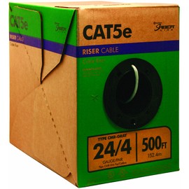 Southwire 56917945 500-Feet 24-Gauge 4 Pair CMR UL 75-Degree C Low Smoke PVC Jacket Category 5e Riser Cable; Gray